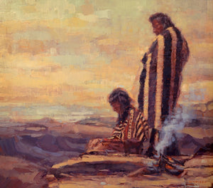 Utah artist Sean Diediker's original painting "The Ones Who Wait" inspired by Ute natives as shown on Canvasing The World season 1 on American Public Television.